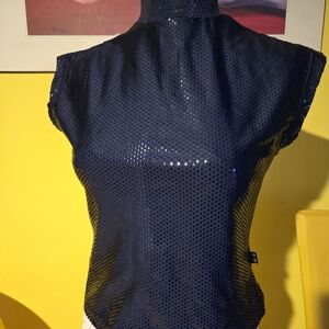 Navy Blue Sequin Women's Top